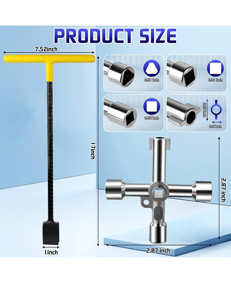 Xdovet Water Meter Key Shut Off Tool T-handle Wrench Valve Curb Main Underground