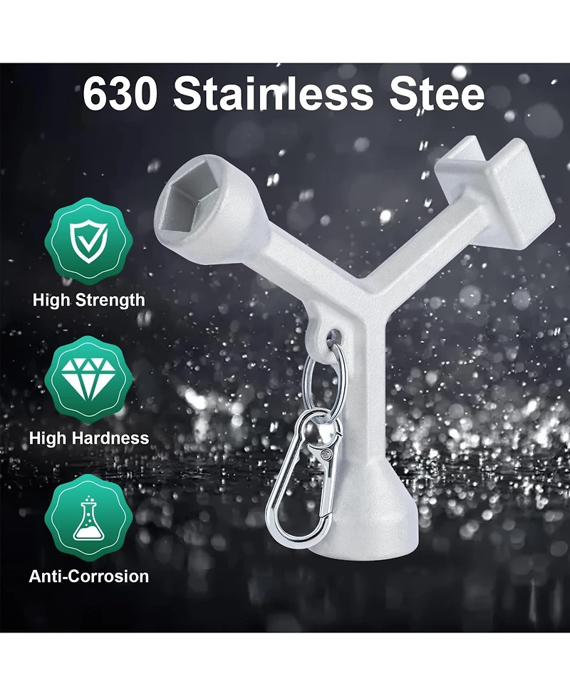 Xdovet 304 Stainless Steel Meter Curb Box Key Wrench Pentagon Bolts Pit Cover Water Valve Shut Off Tool