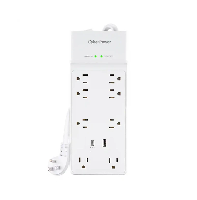CyberPower 8-Outlet Surge Protector Power Strip with Usb Charging 6 ft.