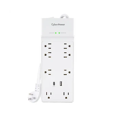 CyberPower 8-Outlet Surge Protector Power Strip with Usb Charging 6 ft.