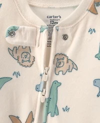 Carters Baby Boys' Dino 2-Way Zip Dream Plush Snug-Fit Footed Pajama