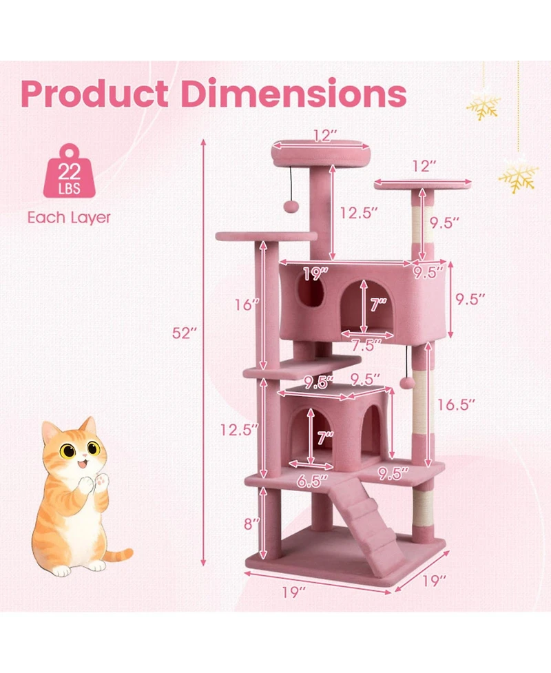 Sugift 52 in Tall Cat Tree Tower for Indoor Cats