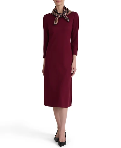 Jones New York Women's 3/4-Sleeve Midi Dress with Combo Scarf