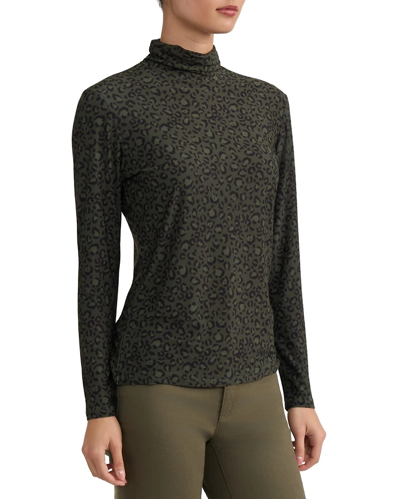 Jones New York Women's Printed Long-Sleeve Turtleneck Top