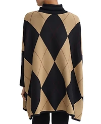 Jones New York Women's Argyle Turtleneck Poncho Pull-On Sweater
