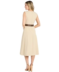 R & M Richards Women's Crewneck Midi Stretch Dress