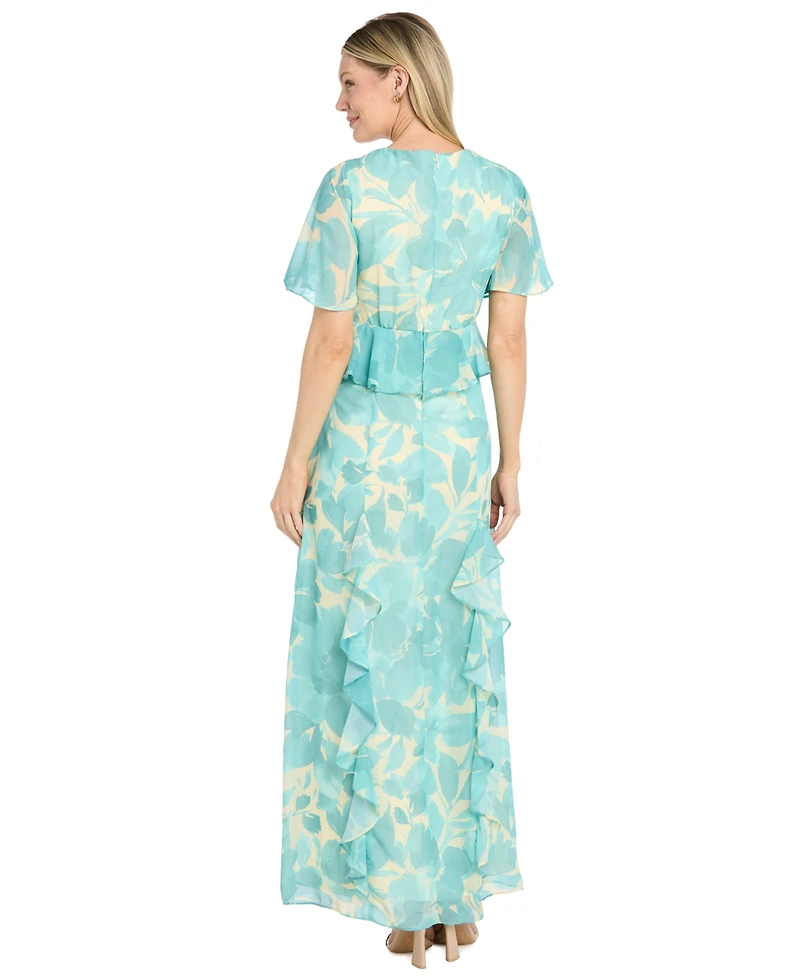 R & M Richards Women's V-Neck Printed Sleeve Dress