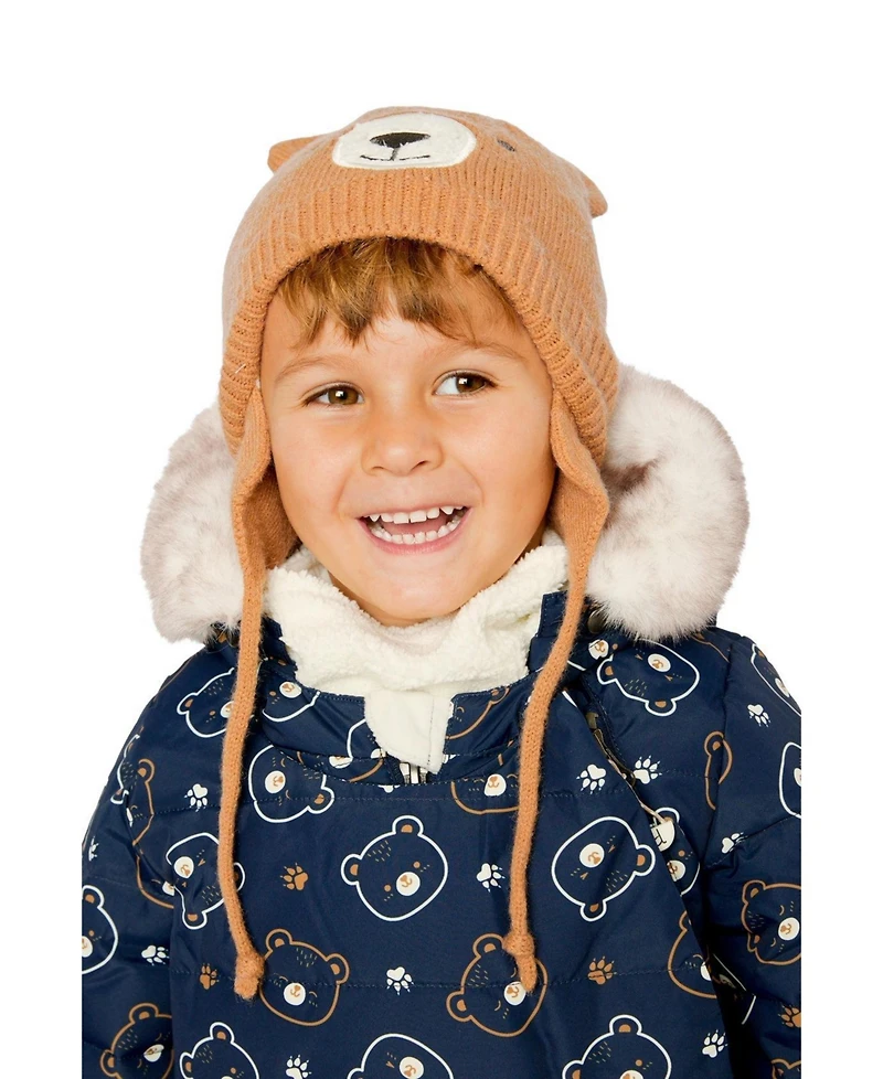 Deux par Deux Toddler Unisex (2-3) Bear Winter Knit Hat