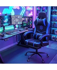 Sugift Height Adjustable Ergonomic Gaming Chair with Headrest Footrest and 90degree(s) to 135degree(s) Recline