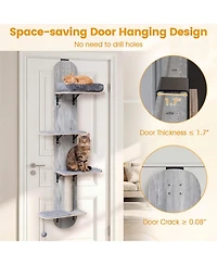 Sugift Door Hanging Cat Climber 4-Level Height Adjustable With Plush Bed
