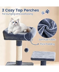 Sugift 66 in Tall Multi-Level Cat Tree Cat Tower with 2 Condos and Sisal Scratching Posts
