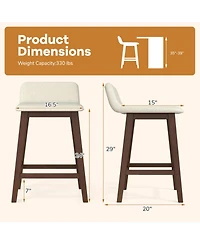 Sugift Set of 2 24 Inch Counter Height Bar Stools with Low Back