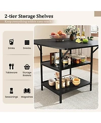 Sugift 47 in Rectangular Dining Table with 2 Open Storage Shelves and Metal Legs for 4-6