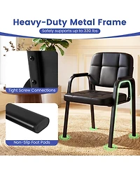 Sugift Set of 4 Leather Reception Guest Chairs