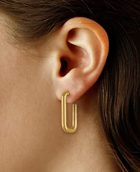 Macy's Sculptured Small Rounded Rectangle J Hoop Earrings in 14k Yellow Gold