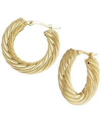 Macy's Sculptured Spiral Cable Twist Hoop Earrings in 14k Yellow Gold