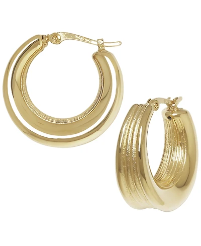 Macy's Sculptured Inverted Ribbed Hoop Earrings in 14k Yellow Gold