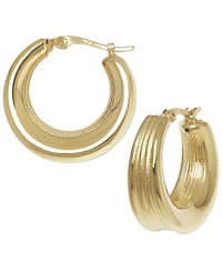 Macy's Sculptured Inverted Ribbed Hoop Earrings in 14k Yellow Gold
