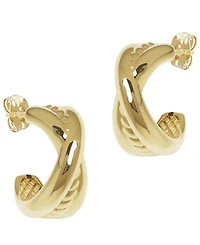 Macy's Sculptured Twisted Polished X Hoop Earrings in 14k Yellow Gold