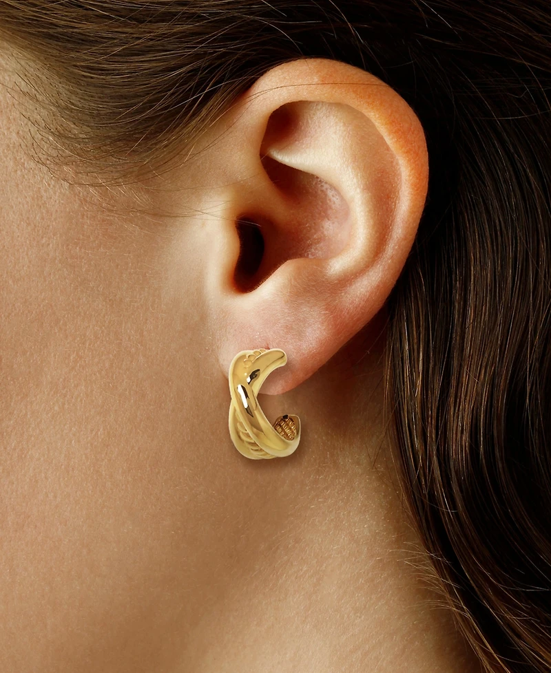 Macy's Sculptured Twisted Polished X Hoop Earrings in 14k Yellow Gold