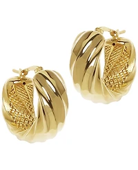 Macy's Sculptured Wide Square Twist Hoop Earrings in 14k Yellow Gold