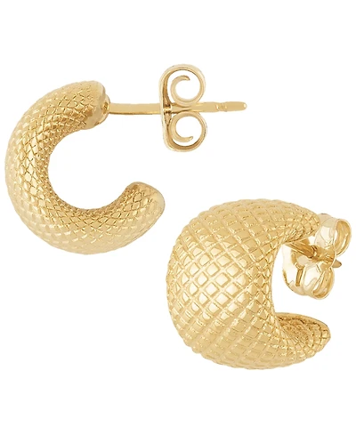 Macy's Sculptured Faceted Bold Band Hoop Earrings in 14k Yellow Gold