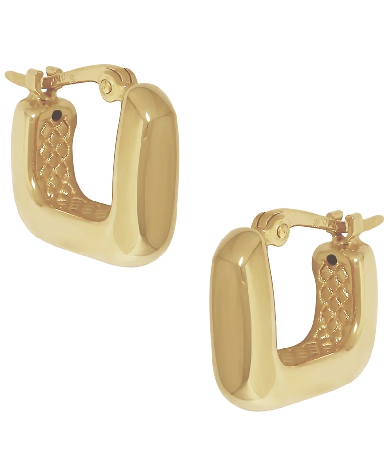Macy's Sculptured Square Mini Hoop Earrings in 14k Yellow Gold