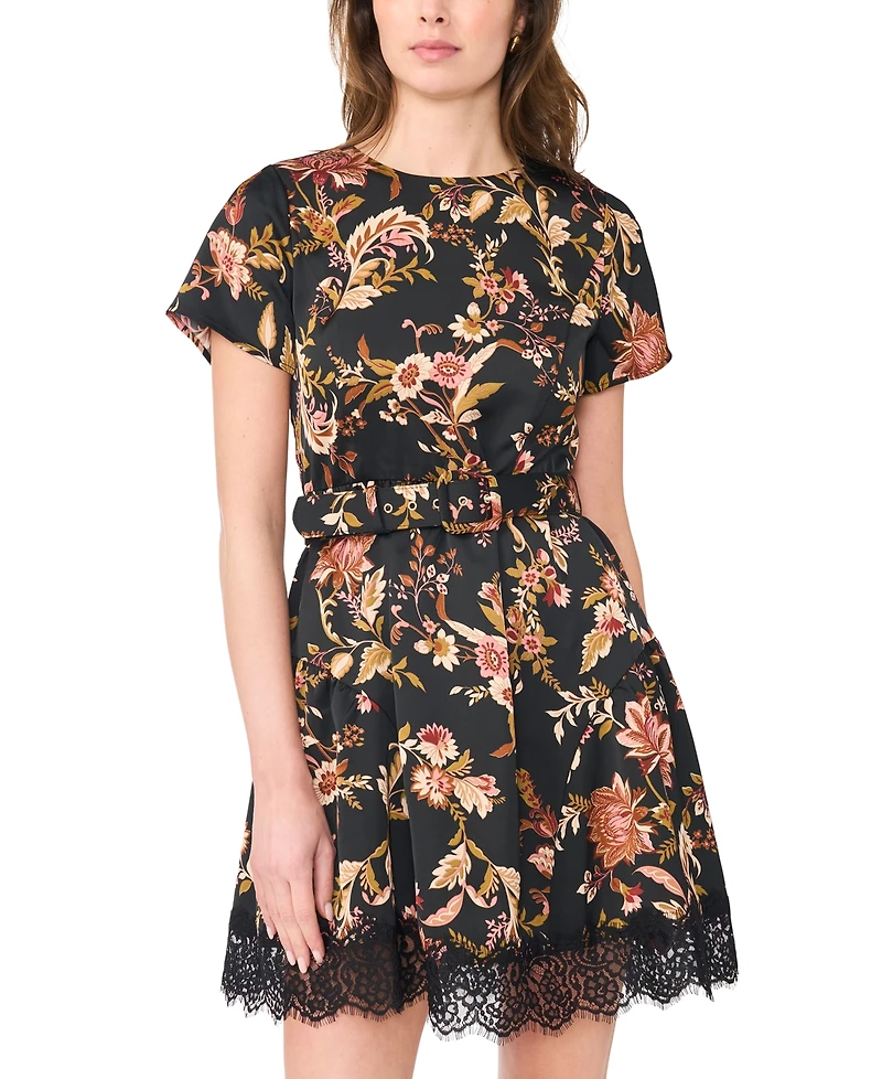 CeCe Women's Floral A-Line Mini Dress