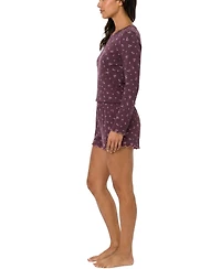 Roudelain Women's Boat Neck Long-Sleeve Top & Shorts, 2-Piece Pajama Set
