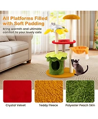 Sugift 46 in Tall Multi-Level Cat Tree with Padded Perch Hanging Basket Bed and Condo