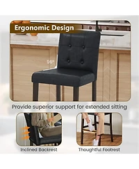 Sugift Set of 4 29 Inch Upholstered Leather Bar Stools with Solid Wood Legs
