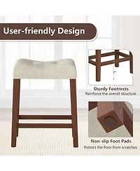 Sugift Set of 4 Upholstered Counter Height Bar Stools with Curved Saddle Seat