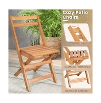 Boyel Living 3 Pieces Folding Patio Bistro Set with Slatted Tabletop