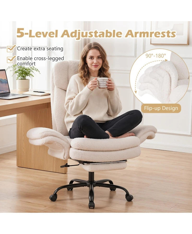 Sugift Ergonomic Cross Legged Big and Tall Executive Office Chair with Retractable Footrest