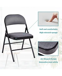 Sugift 4-Piece Fabric Upholstered Padded Seat Folding Chairs