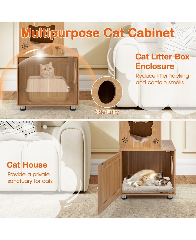 Sugift 101 in Floor to Ceiling Cat Tree Height Adjustable With Litter Box Enclosure