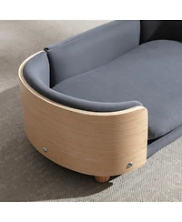 Zeny Small Size Scandinavian style Elevated Dog Bed Pet Sofa with Solid Wood legs and Bent Wood Back, Velvet Cushion