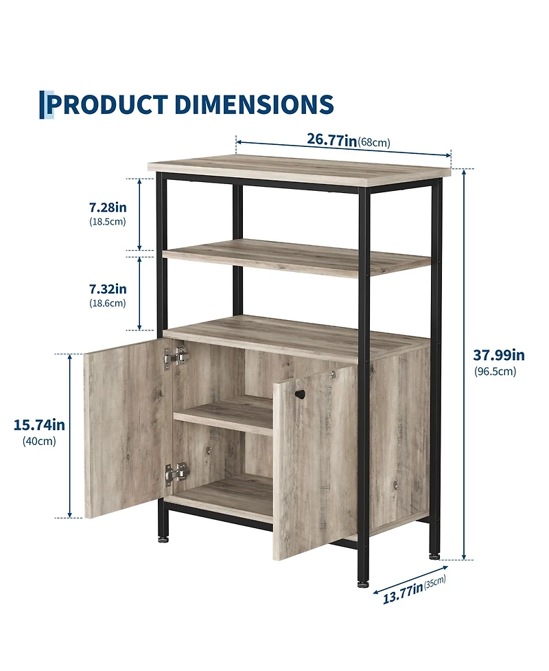 homfan Farmhouse Sideboard Buffet Cabinet with Open Shelves and 2 Doors