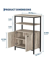 homfan Farmhouse Sideboard Buffet Cabinet with Open Shelves and 2 Doors