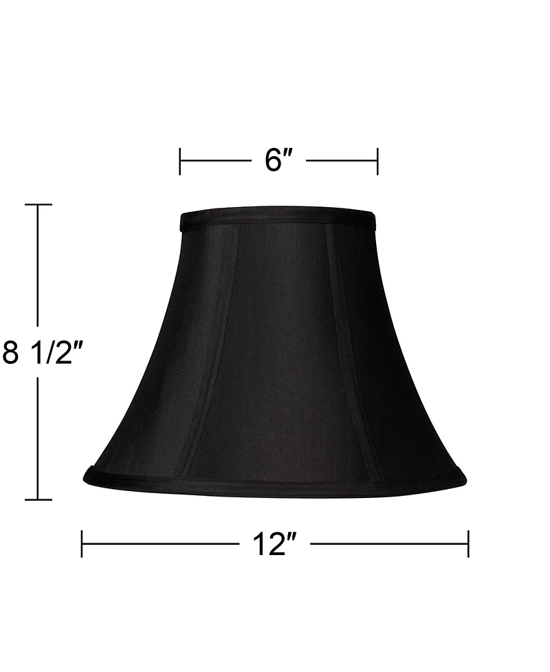 Springcrest Set of 2 Bell Lamp Shades Small 6" Top x 12" Bottom x 8.5" High x 9" Slant Spider Replacement Harp and Finial