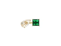 Rivka Friedman 18K Gold Plated Pear and Square Emerald Cz Moi et Toi Ring