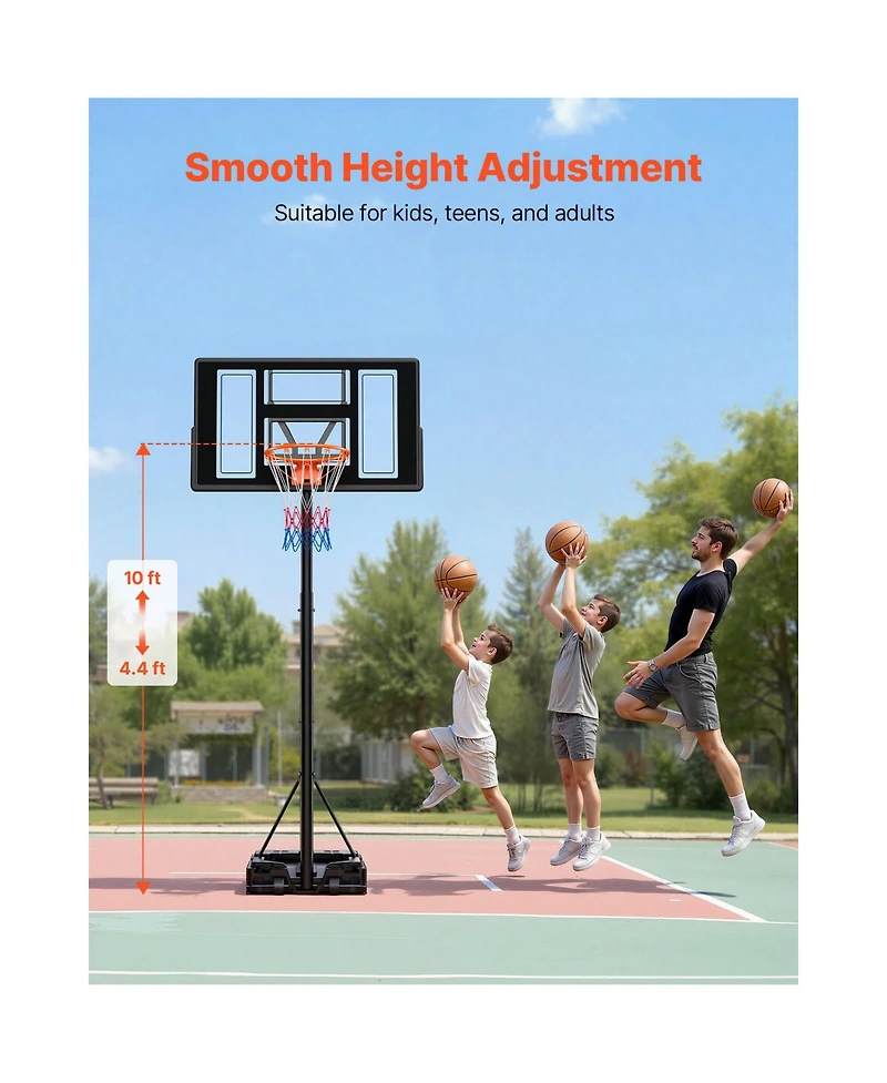 Hongge Height Adjustable Basketball Hoop System with 44 in Backboard