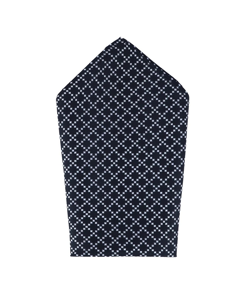Trafalgar Men's Rowan Geometric Pattern Silk Necktie and Pocket Square Bundle