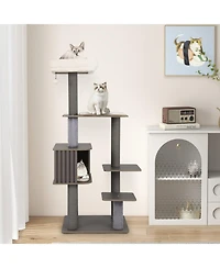 Sugift 59.5 in Tall Multi-Level Cat Tree Indoor Cat Tower with Cushion Top Perch