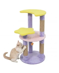 Sugift 29 in Modern Cat Tree with Star and Moon Shaped Platforms and Jute Scratching Posts