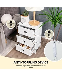 Sugift 3 Drawer Wood End Table Nightstand with Storage
