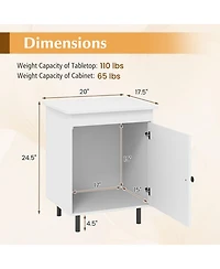 Sugift Mid Century Nightstand End Table with Door 1-Piece