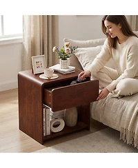 Sugift 2-Tier Modern Nightstand with Drawer and Open Shelf for Bedroom