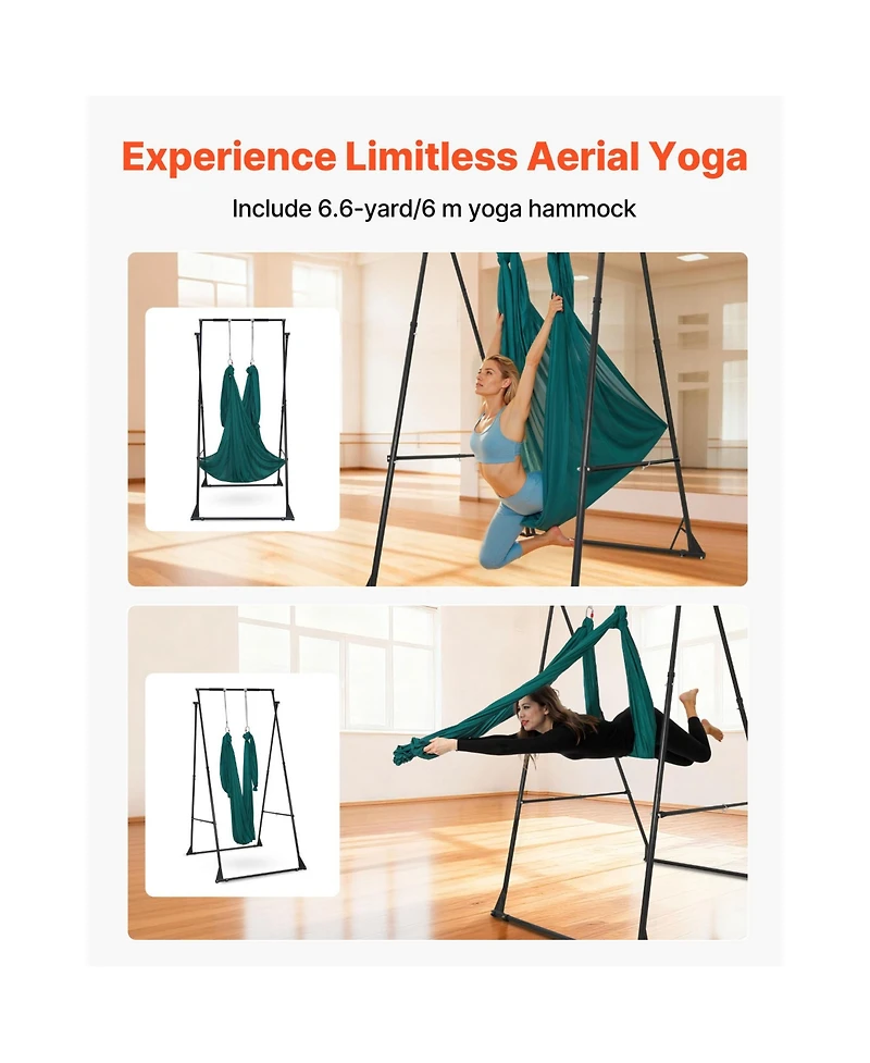 Hongge Foldable Aerial Yoga Stand Frame with 6.6-Yard Hammock