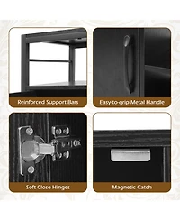 Sugift 58 in Industrial Tv Stand with 2 Cabinets and Adjustable Shelf for TVs up to 65 in